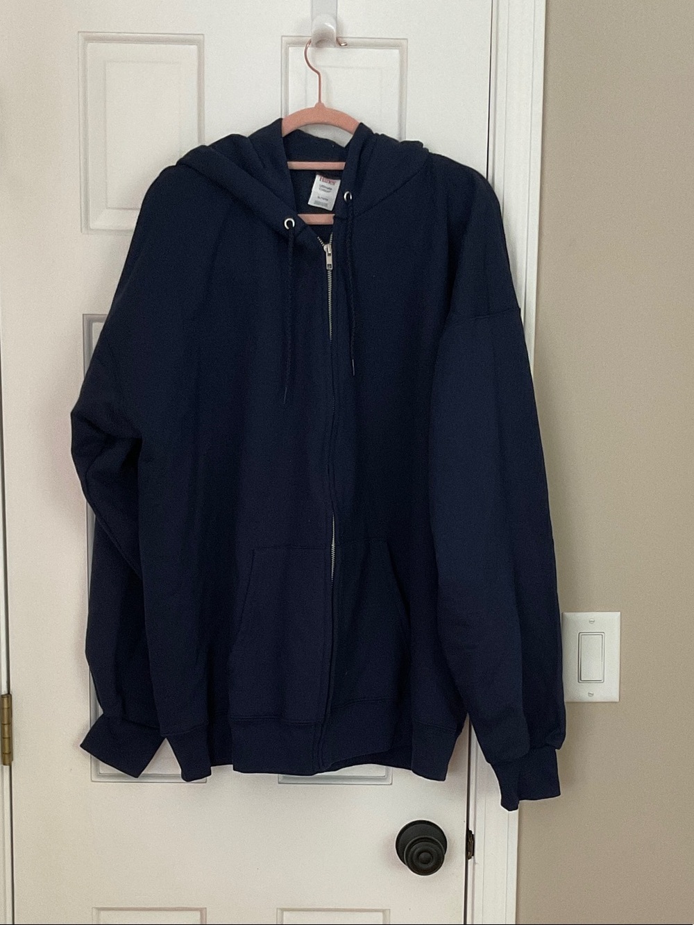 Hanes Men's Navy Zip-Up Hooded Sweater